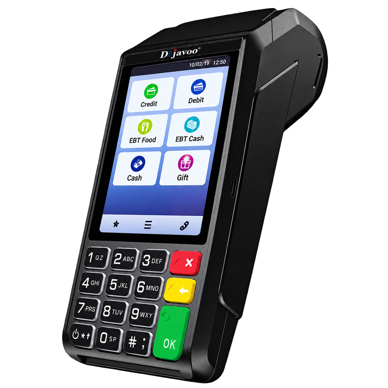 Dejavoo smart payment terminal with touchscreen and keypad